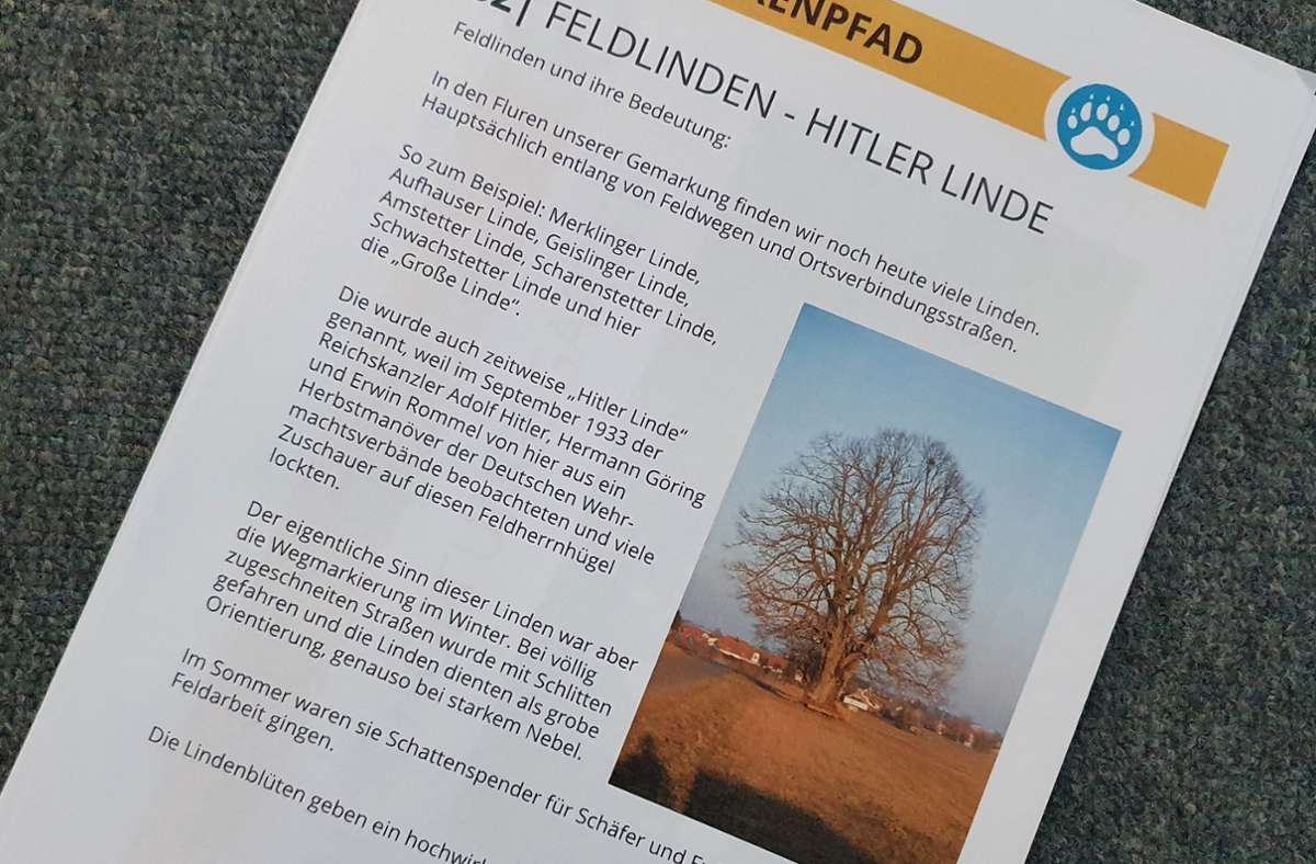 Merkwürdiger Personenkult in Nellingen: Radtour  zur Hitler-Linde