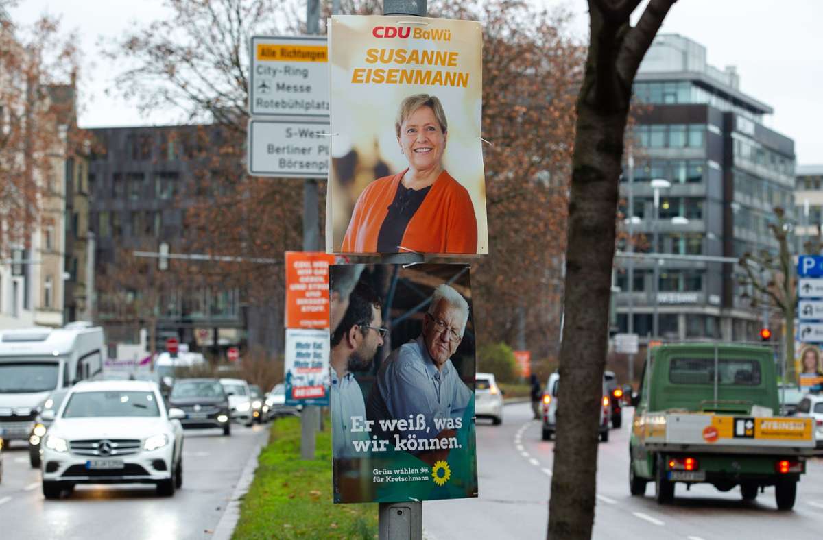 Die beiden Spitzenkandidaten der Parteien mit den meisten Wählerstimmen bei der letzten Landtagswahl: Susanne Eisenmann (CDU) und Winfried Kretschmann (Grüne)