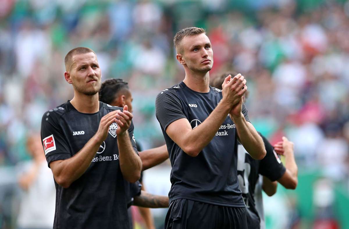 Am ende gibt es enttäuschte Gesichter beim VfB Stuttgart: Waldemar Anton (links) und Sasa Kalajdzic Foto: Baumann/Cathrin Müller