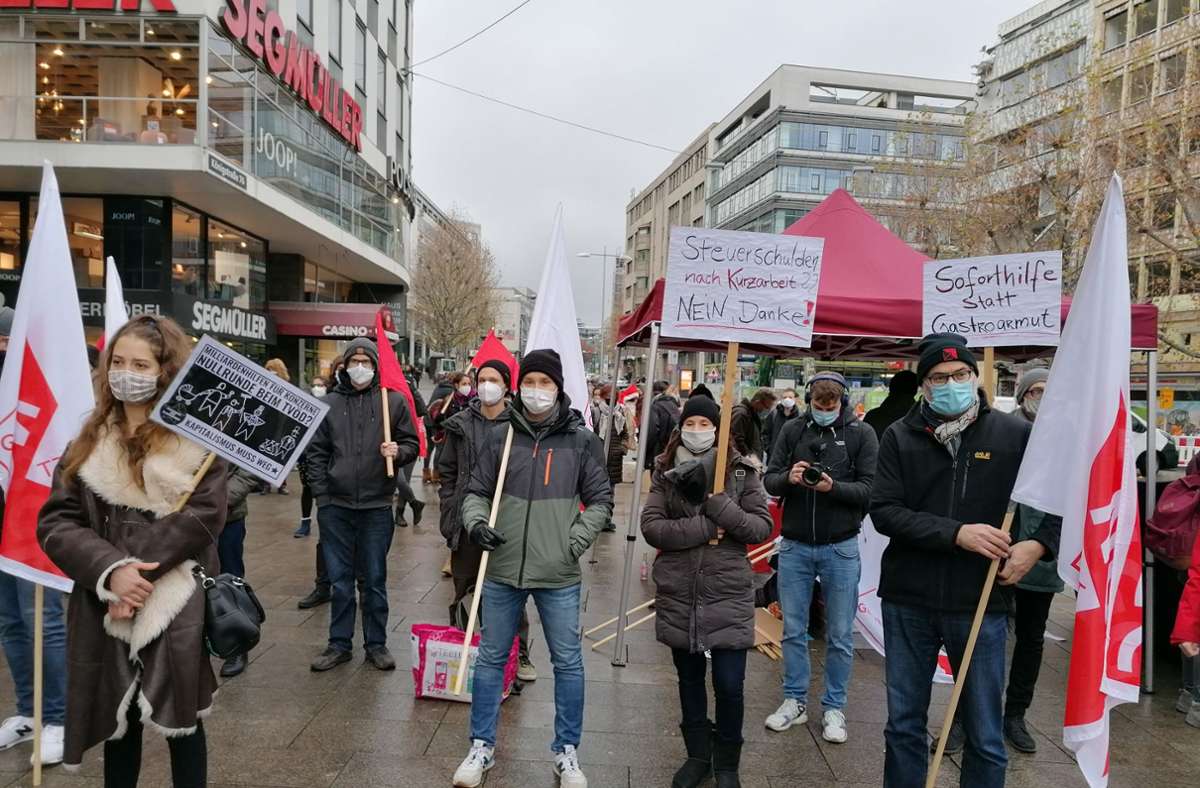 Gastronomie in Stuttgart: Demonstranten fordern mehr finanzielle Unterstützung in der Krise