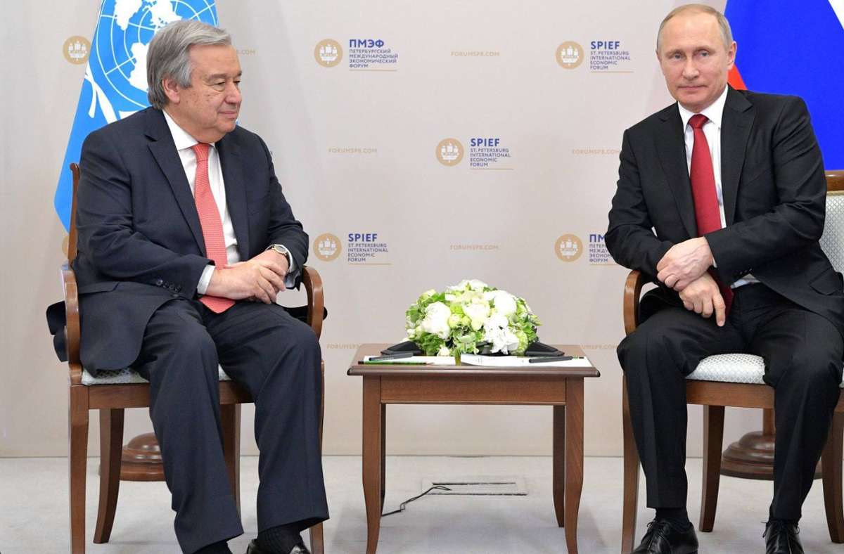 Krieg in der Ukraine: Wladimir Putin empfängt UN-Generalsekretär in Moskau