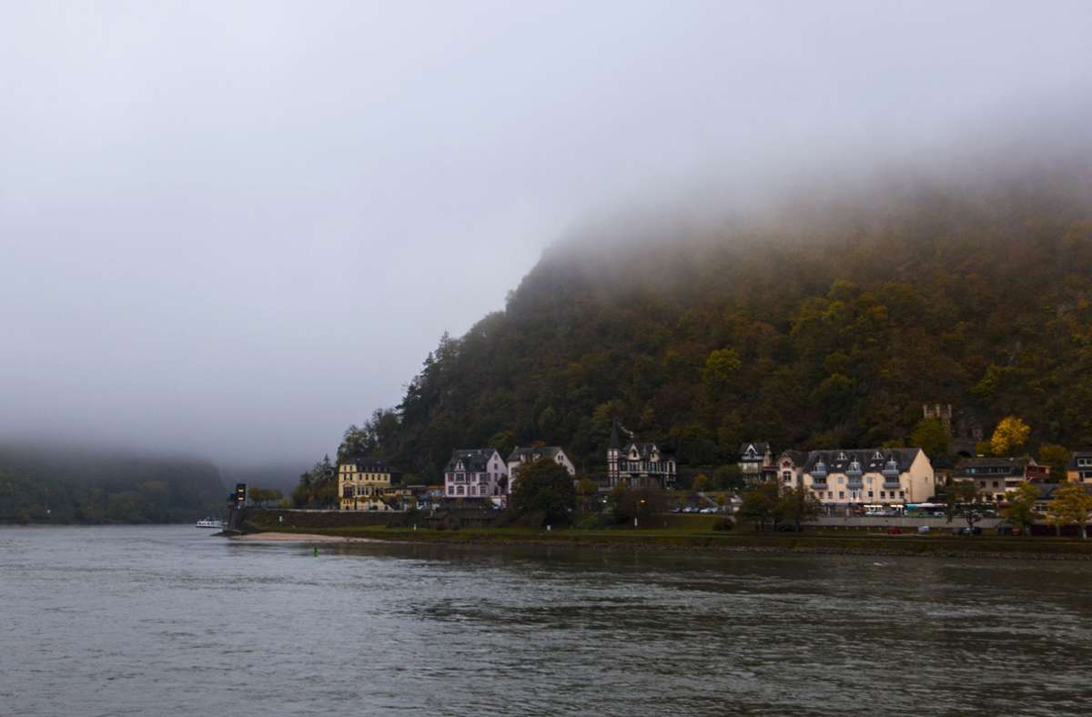 Hagenbach am Rhein: Fahrgastschiff bei dichtem Nebel festgefahren