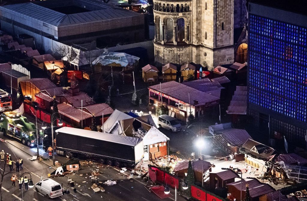 Schauplatz des Terrors: Der Weihnachtsmarkt am Breitscheidplatz in Berlin, wo am  20.  Dezember 2016 der Attentäter Anis Amri einen  Lastwagen