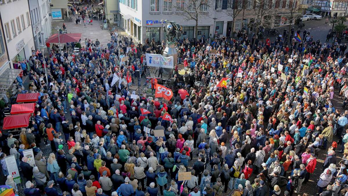 Kundgebung  in Marbach: Freie Wähler mit geteilter Meinung zu Demo