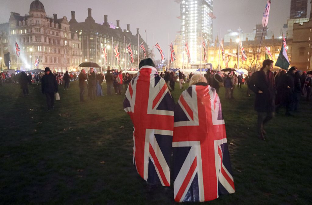 Brexit-Anhänger zelebrierten diesen Tag auf dem  Parliament Square.