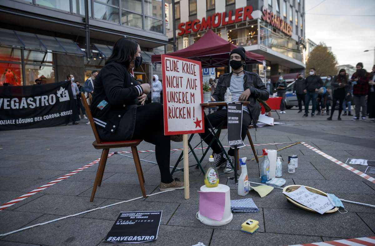 Kundgebung in Stuttgart-Mitte: Stuttgarts Gastronomie wehrt sich und stellt Forderungen