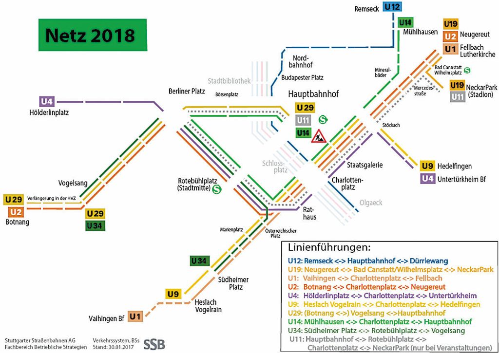 Am 10. Dezember geht das Netz 2018 in Betrieb: Wieder geänderte Stadtbahn-Strecken